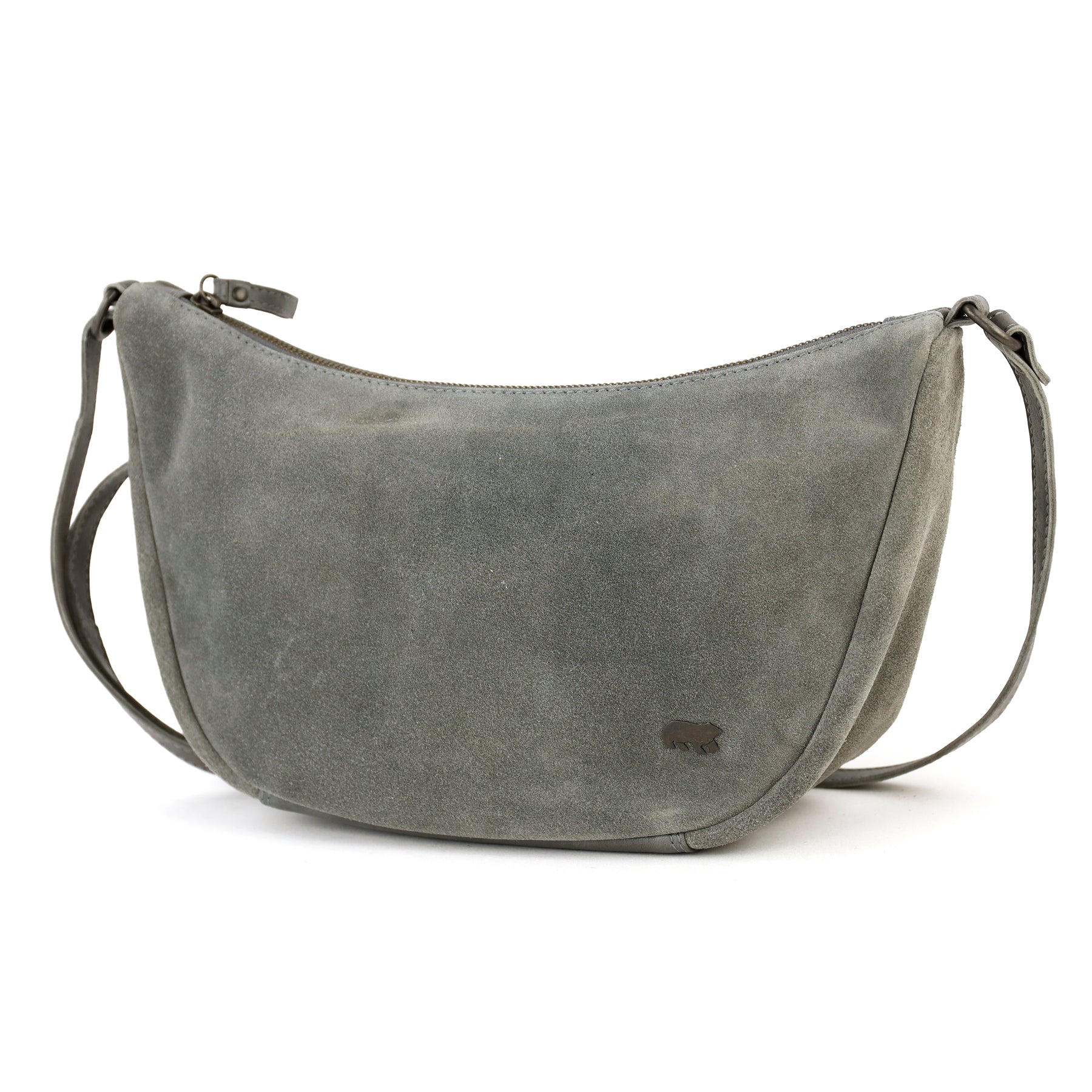 Velours Crossbody Tasche 'Jade' Grau