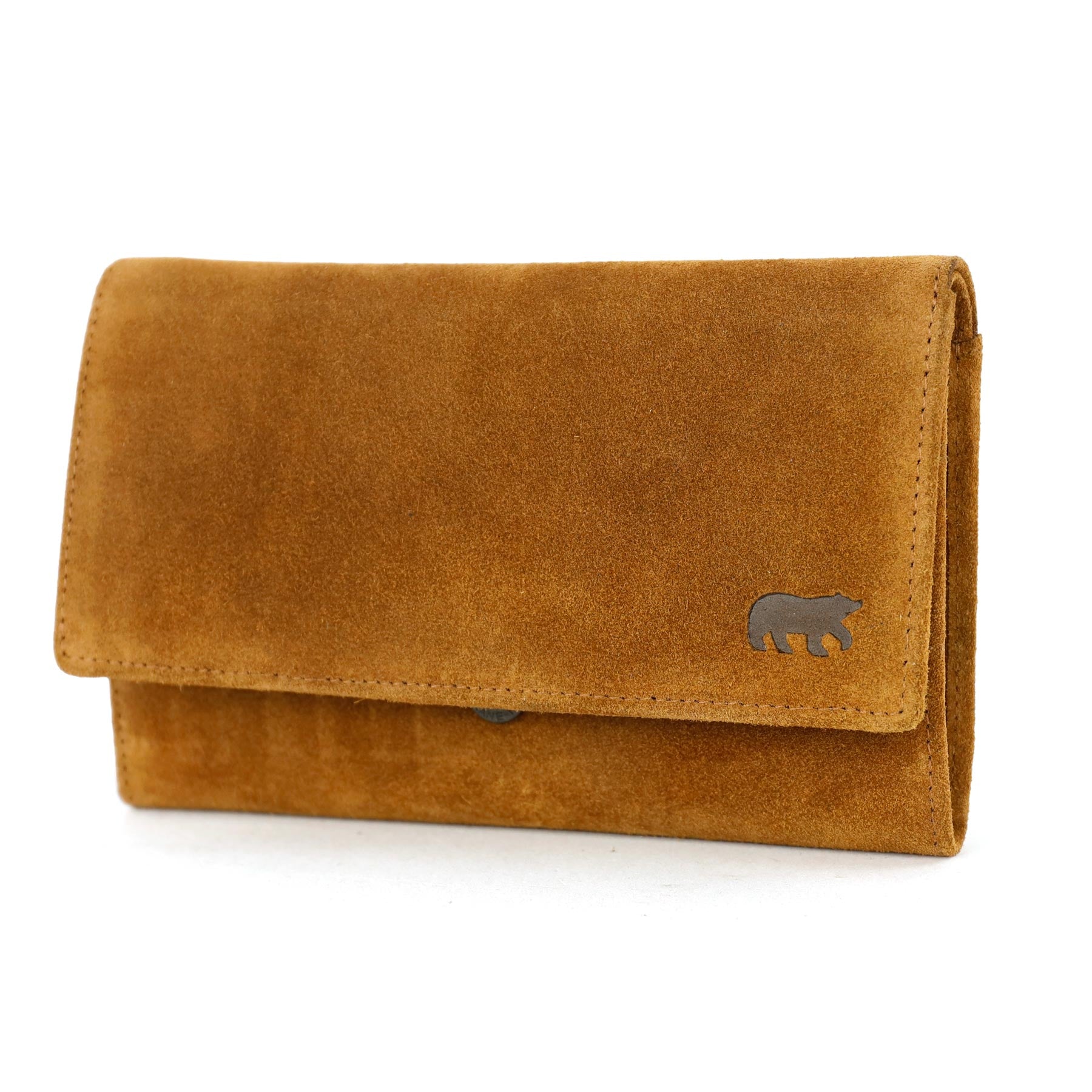 Velours RFID Geldbörse mit Überschlag 'Sweety' XL Cognac