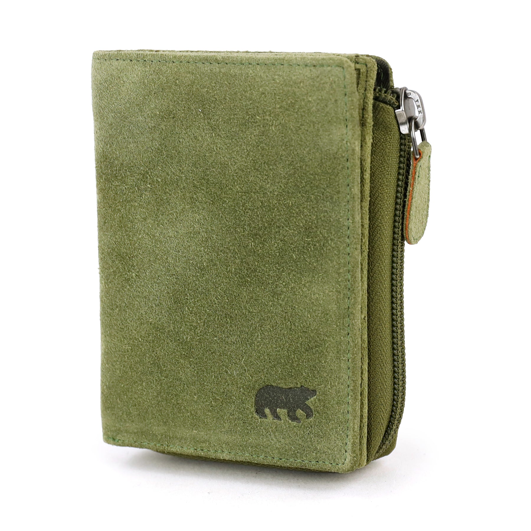 Velours RFID Geldbörse mit Reißverschluss 'Gungun' Grün