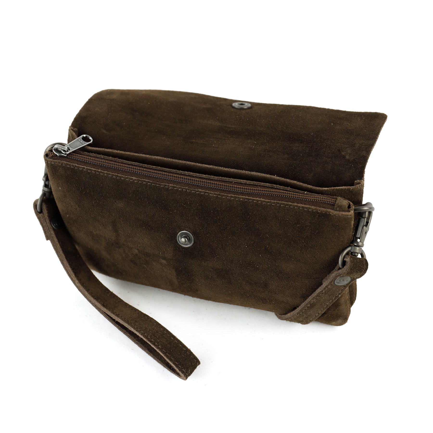 Velours Clutch/Mini-Umhängetasche 'Lydia' Dunkelbraun