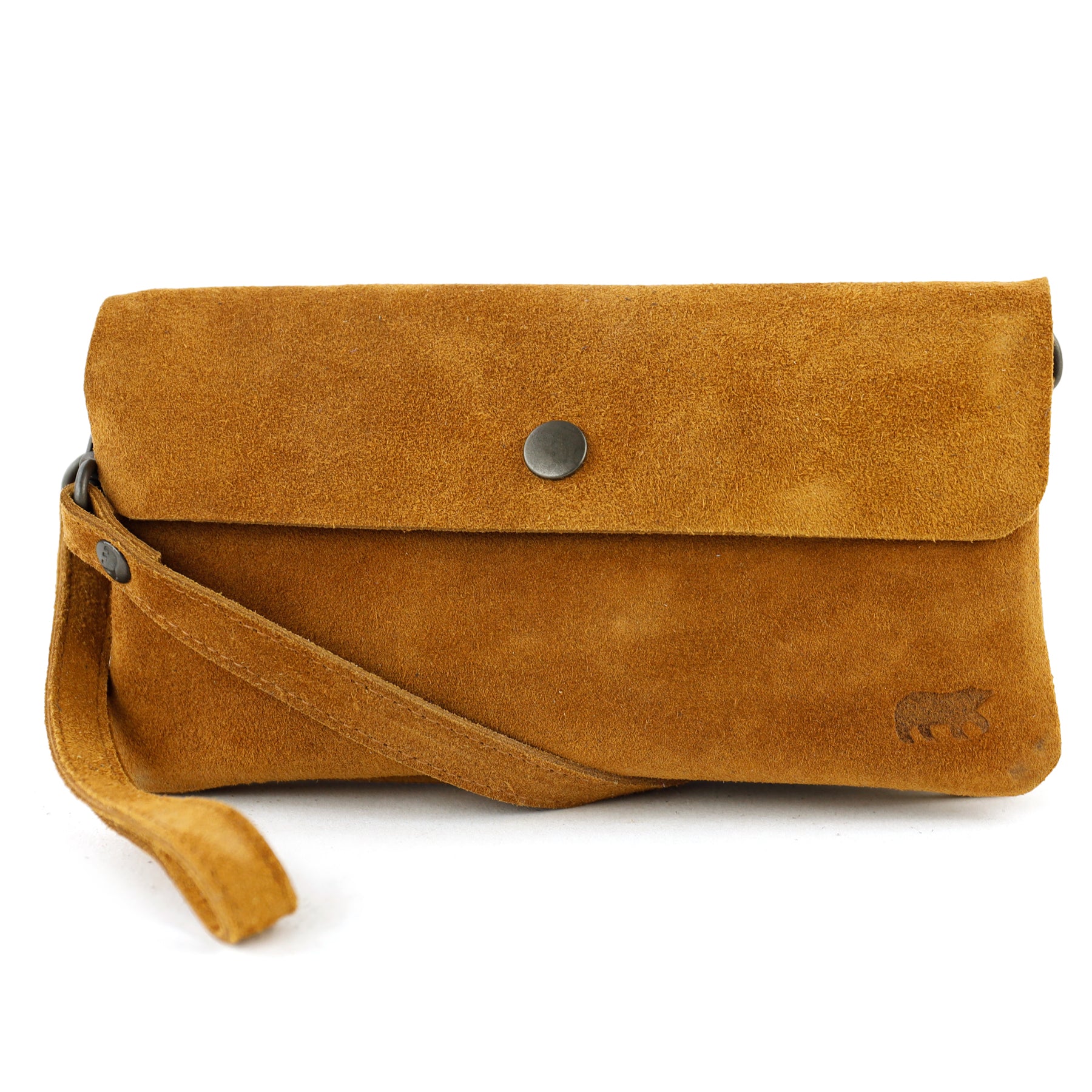 Velours Clutch/Mini-Umhängetasche 'Lydia' Cognac