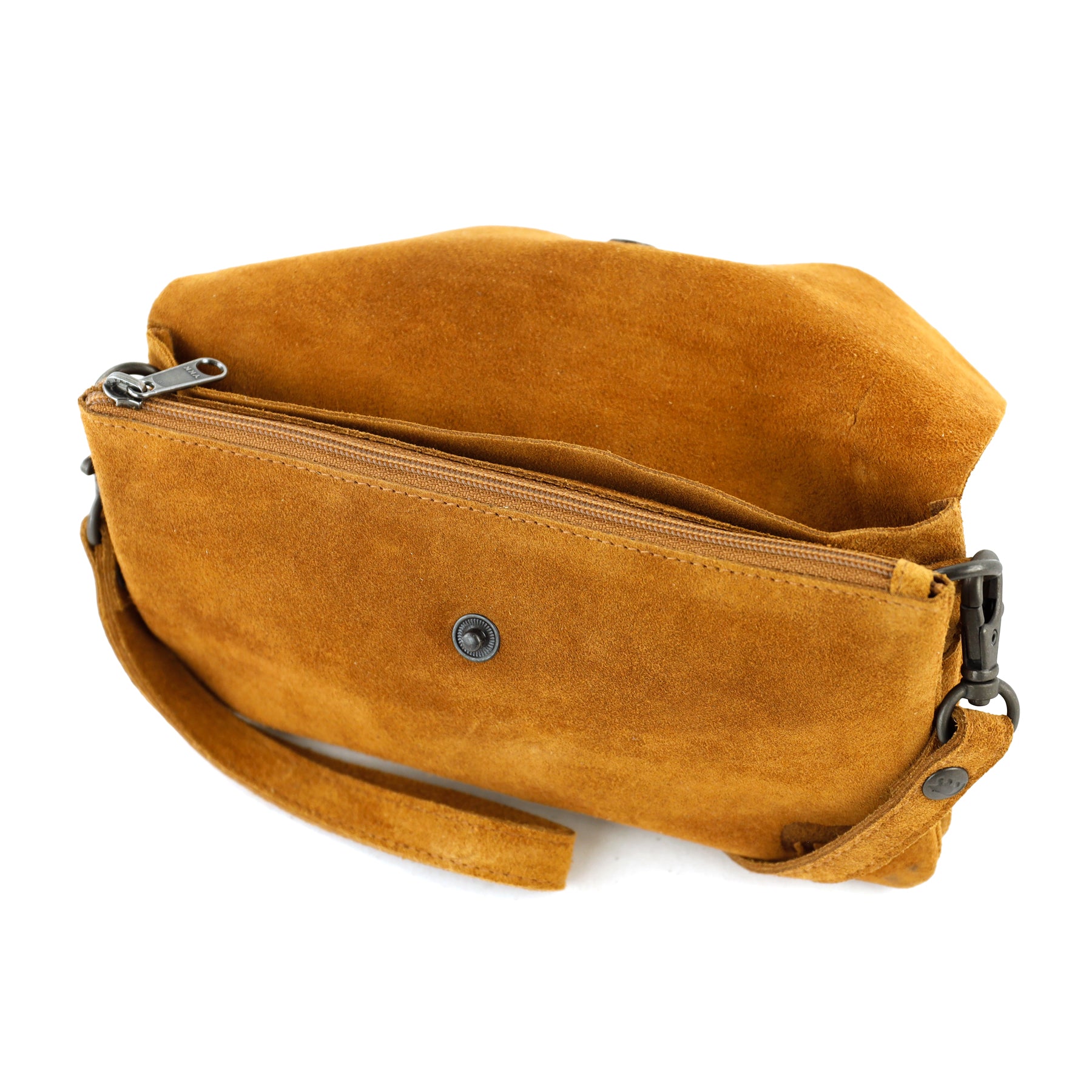 Velours Clutch/Mini-Umhängetasche 'Lydia' Cognac