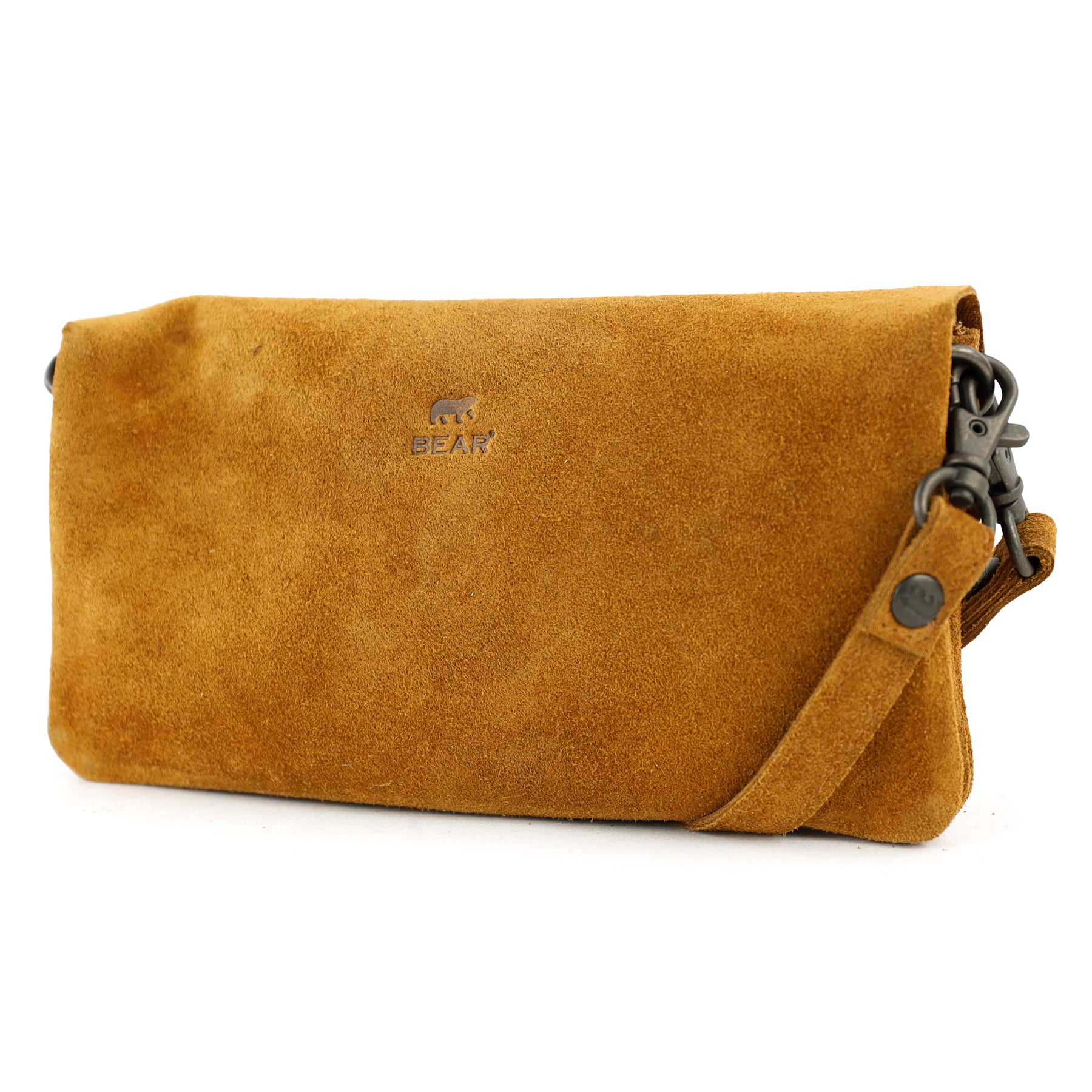 Velours Clutch/Mini-Umhängetasche 'Lydia' Cognac