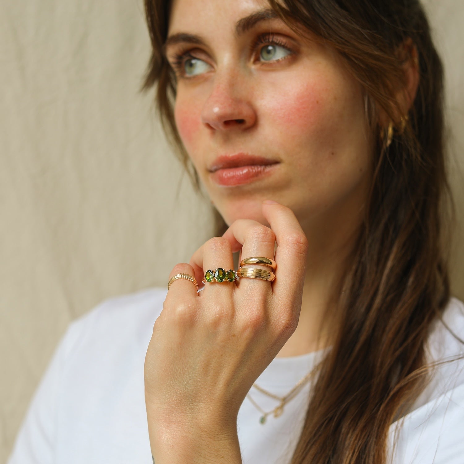 Tourmaline trio ring | 9K