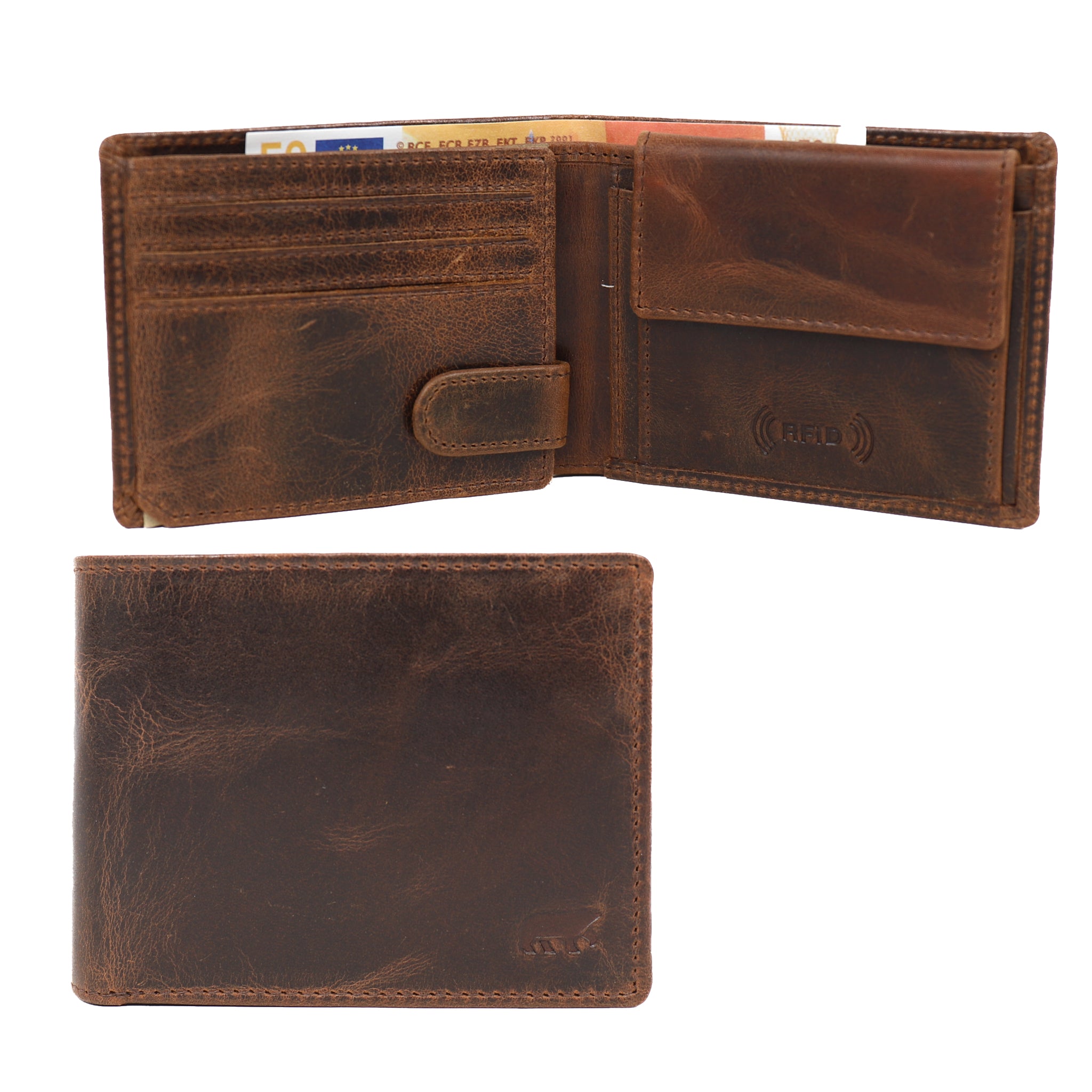 Billfold 'Joost' vintage bruin