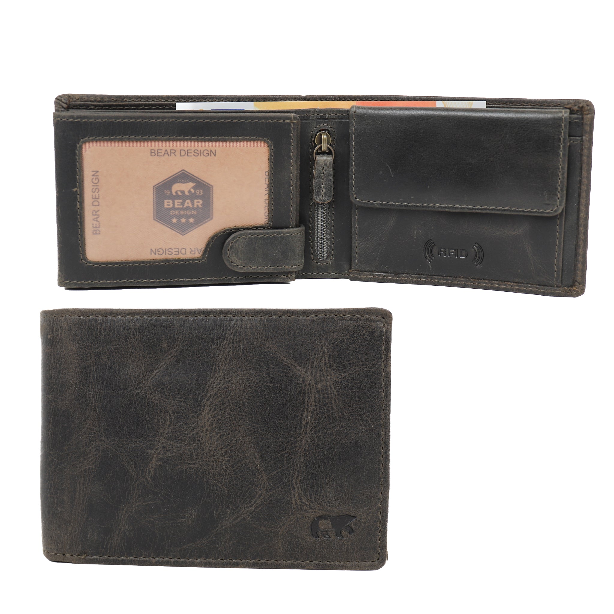 Billfold 'Jan' vintage grijs