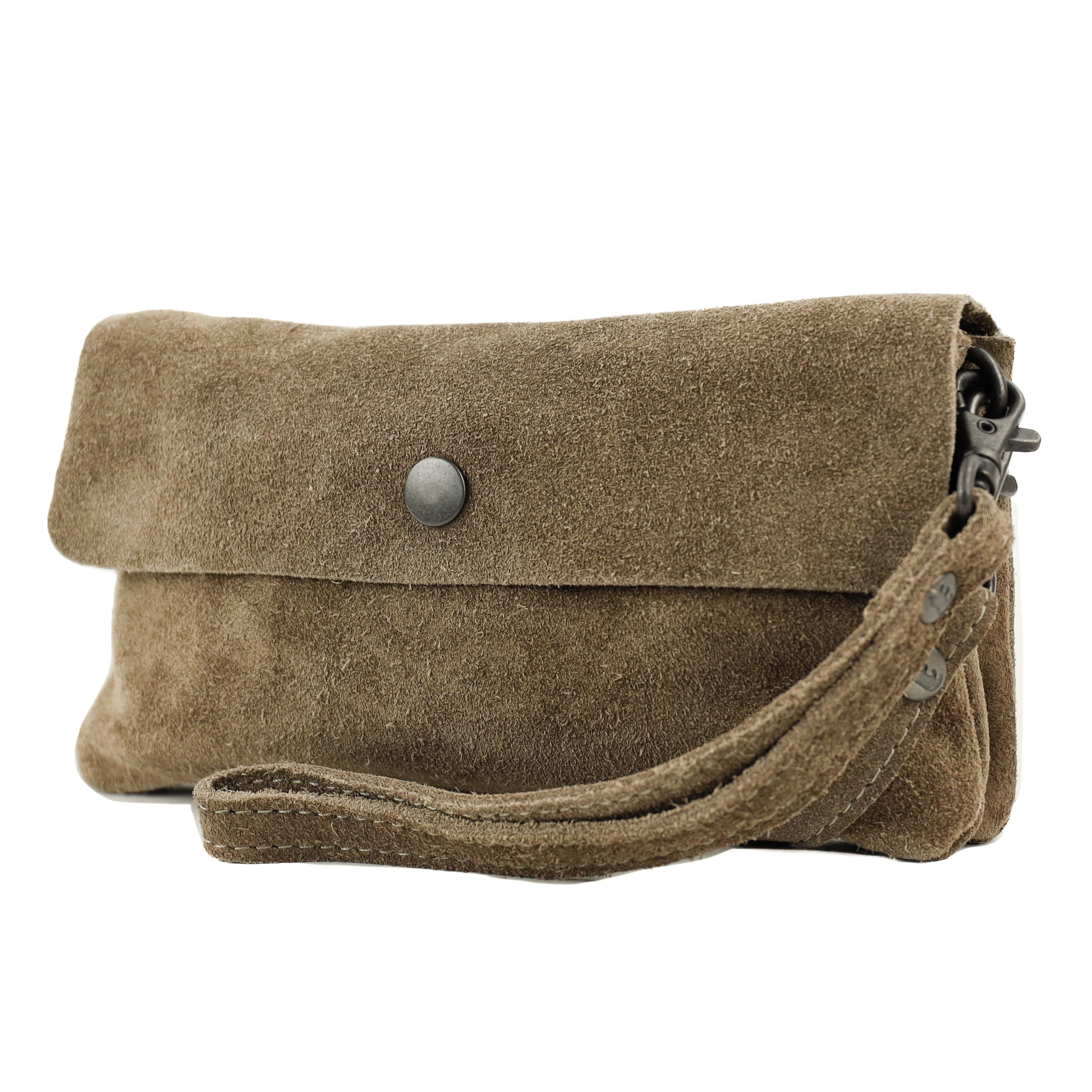 Velours Clutch/Mini-Umhängetasche 'Lydia' Taupe