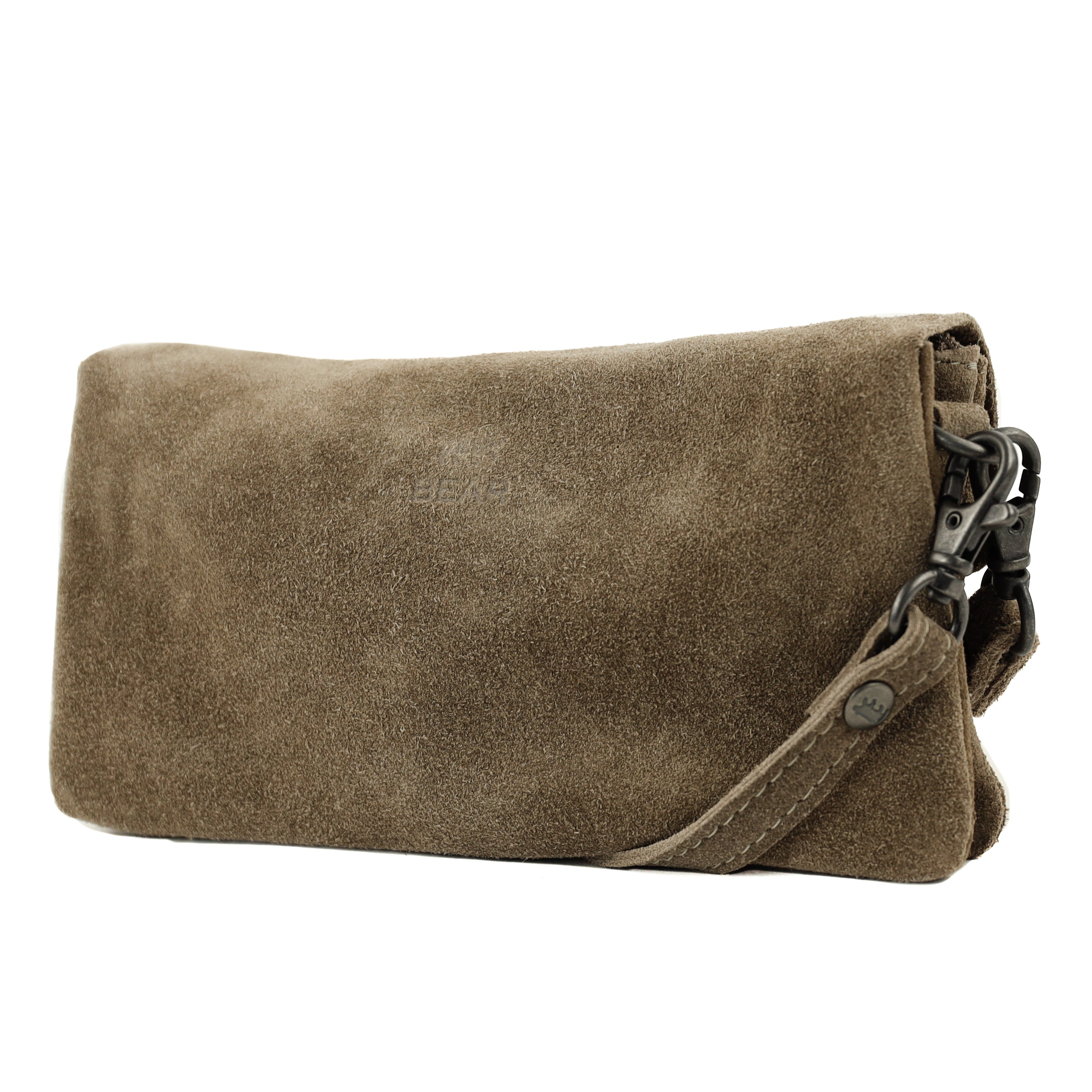 Velours Clutch/Mini-Umhängetasche 'Lydia' Taupe