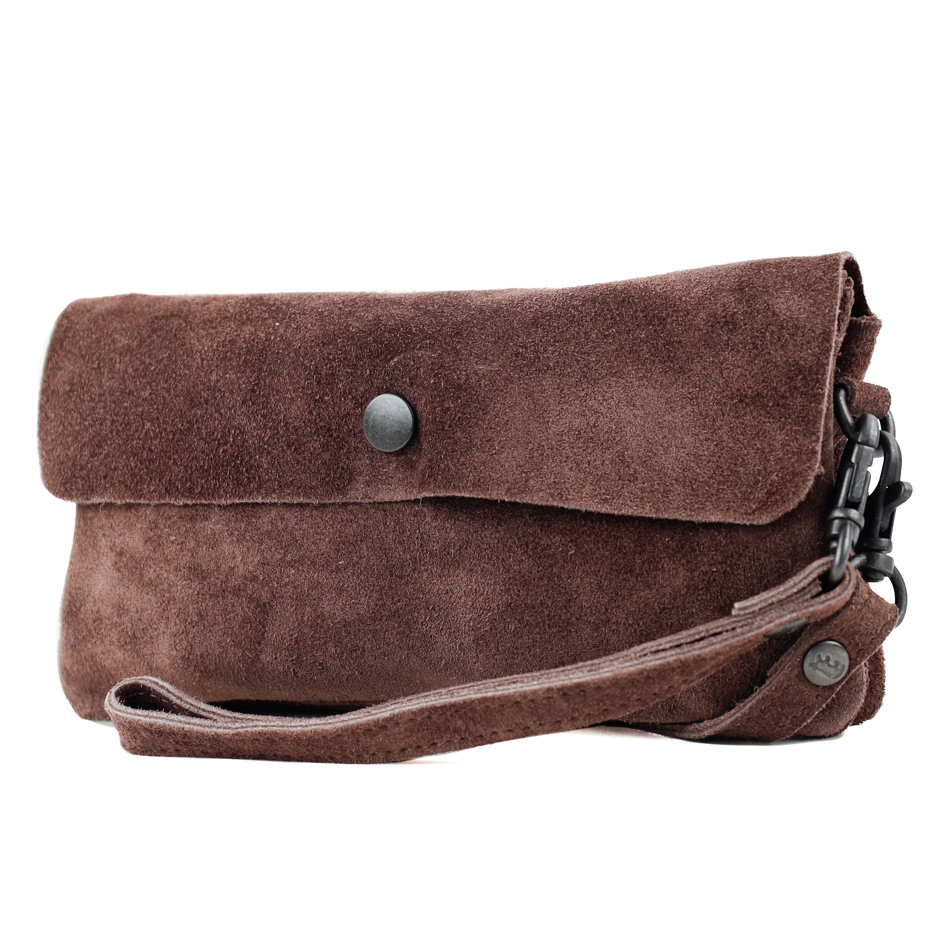 Velours Clutch/Mini-Umhängetasche 'Lydia' Choco