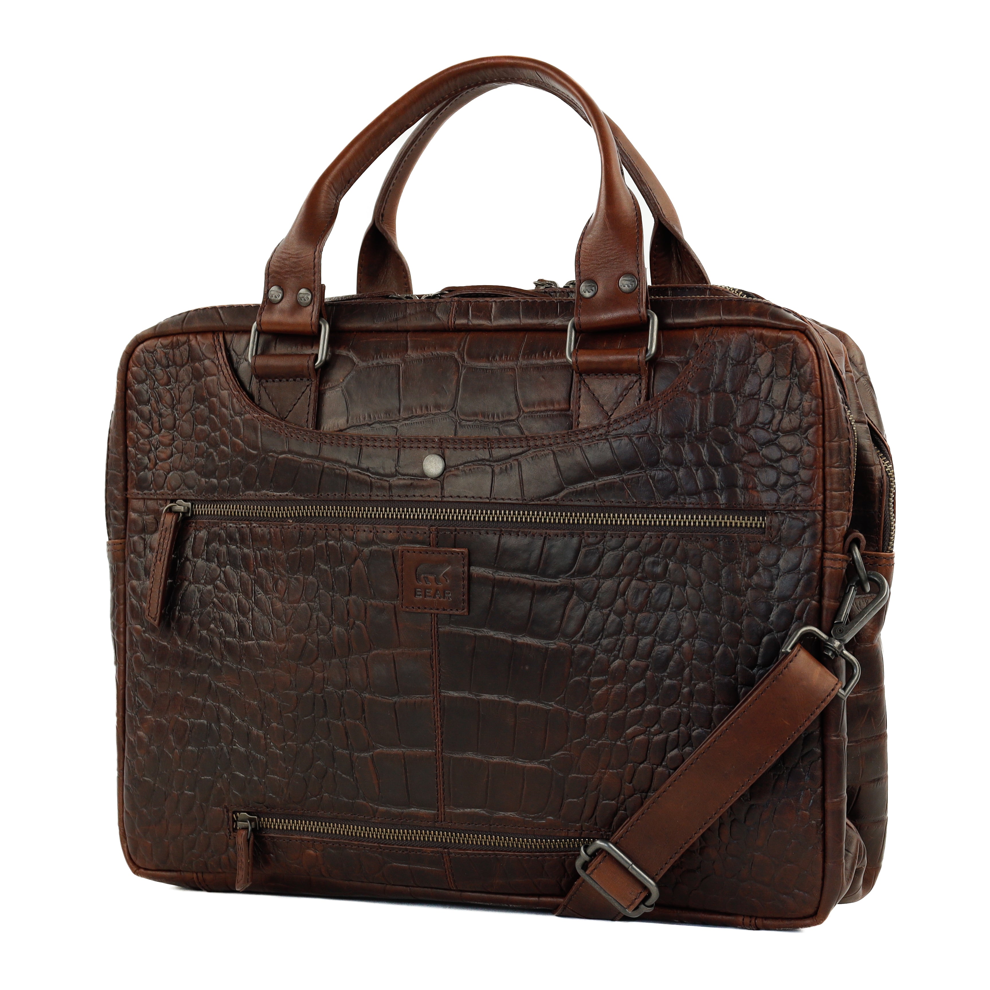 Croco Laptoptasche 15.6" 'Victoria' Dunkelbraun