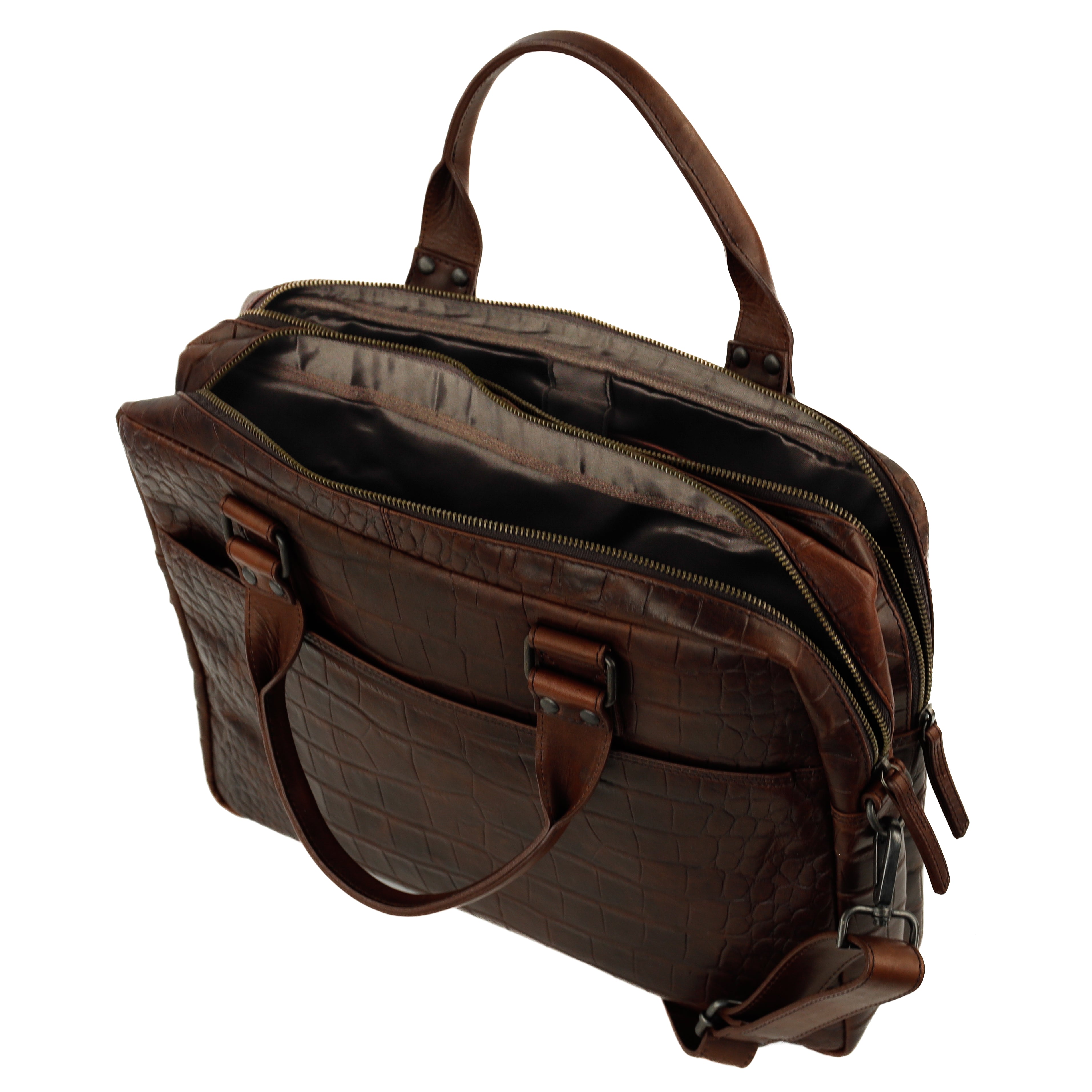 Croco Laptoptasche 15.6" 'Victoria' Dunkelbraun