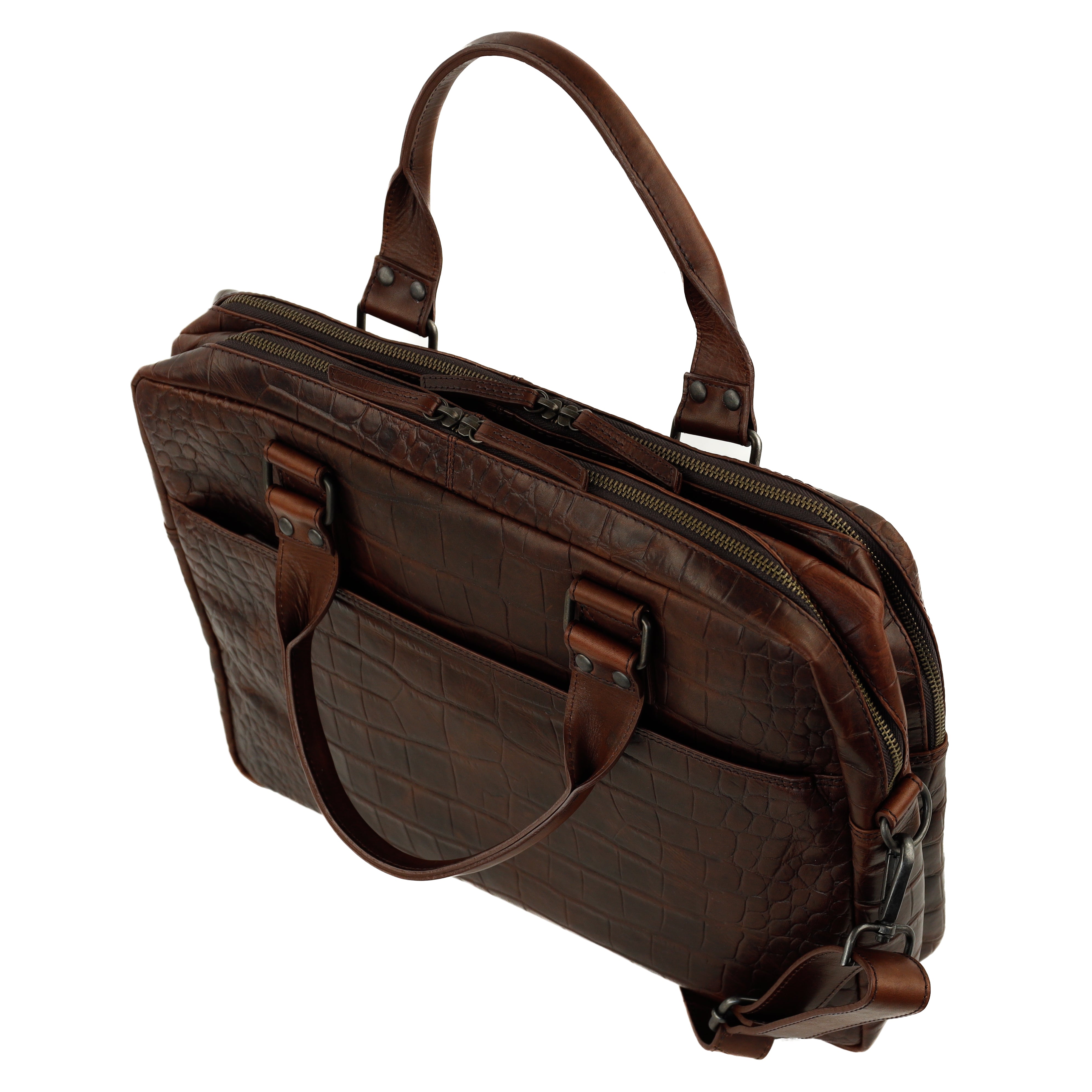 Croco Laptoptasche 15.6" 'Victoria' Dunkelbraun