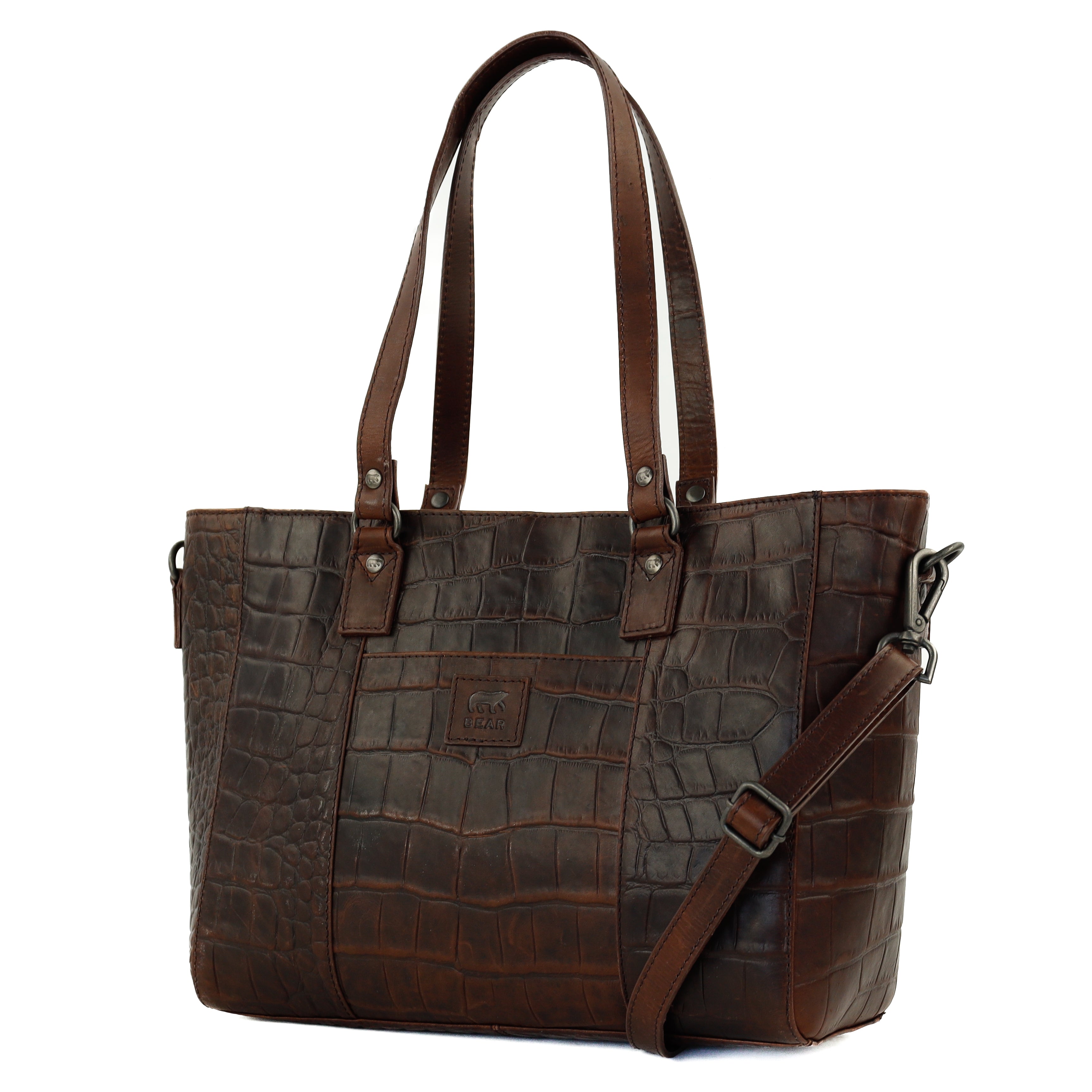 Croco Shopper 'Chiara' Dunkelbraun
