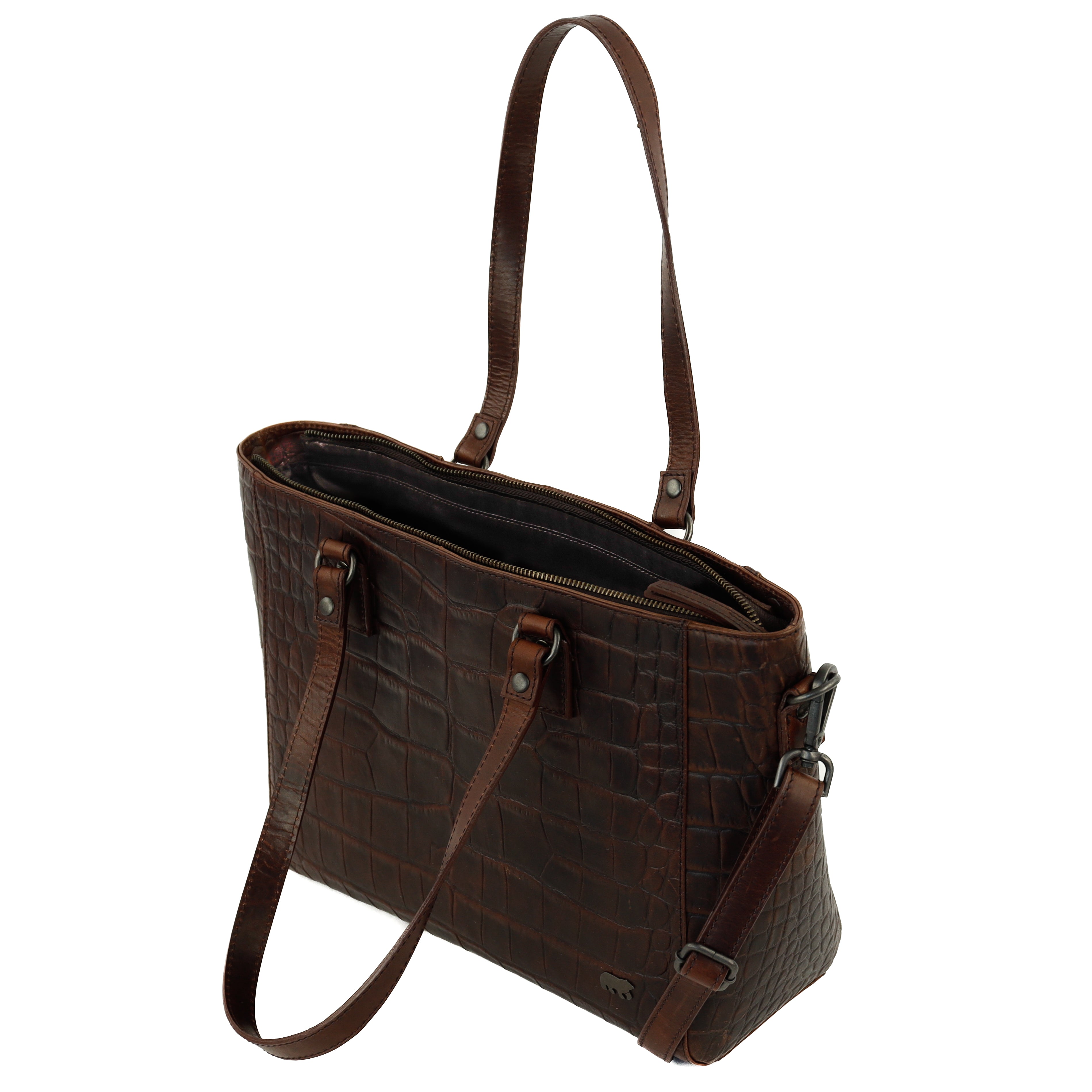 Croco Shopper 'Chiara' Dunkelbraun
