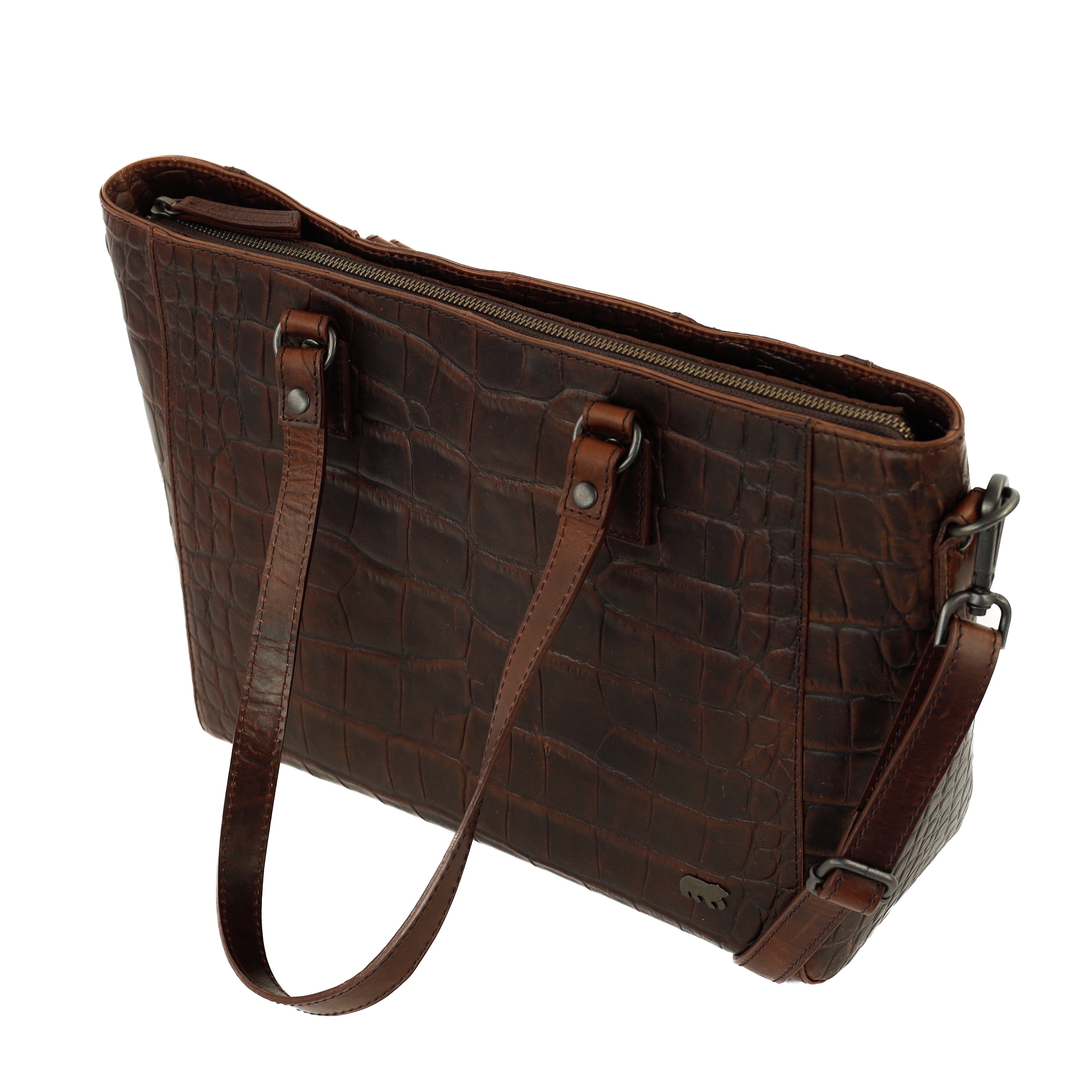 Croco Shopper 'Chiara' Dunkelbraun