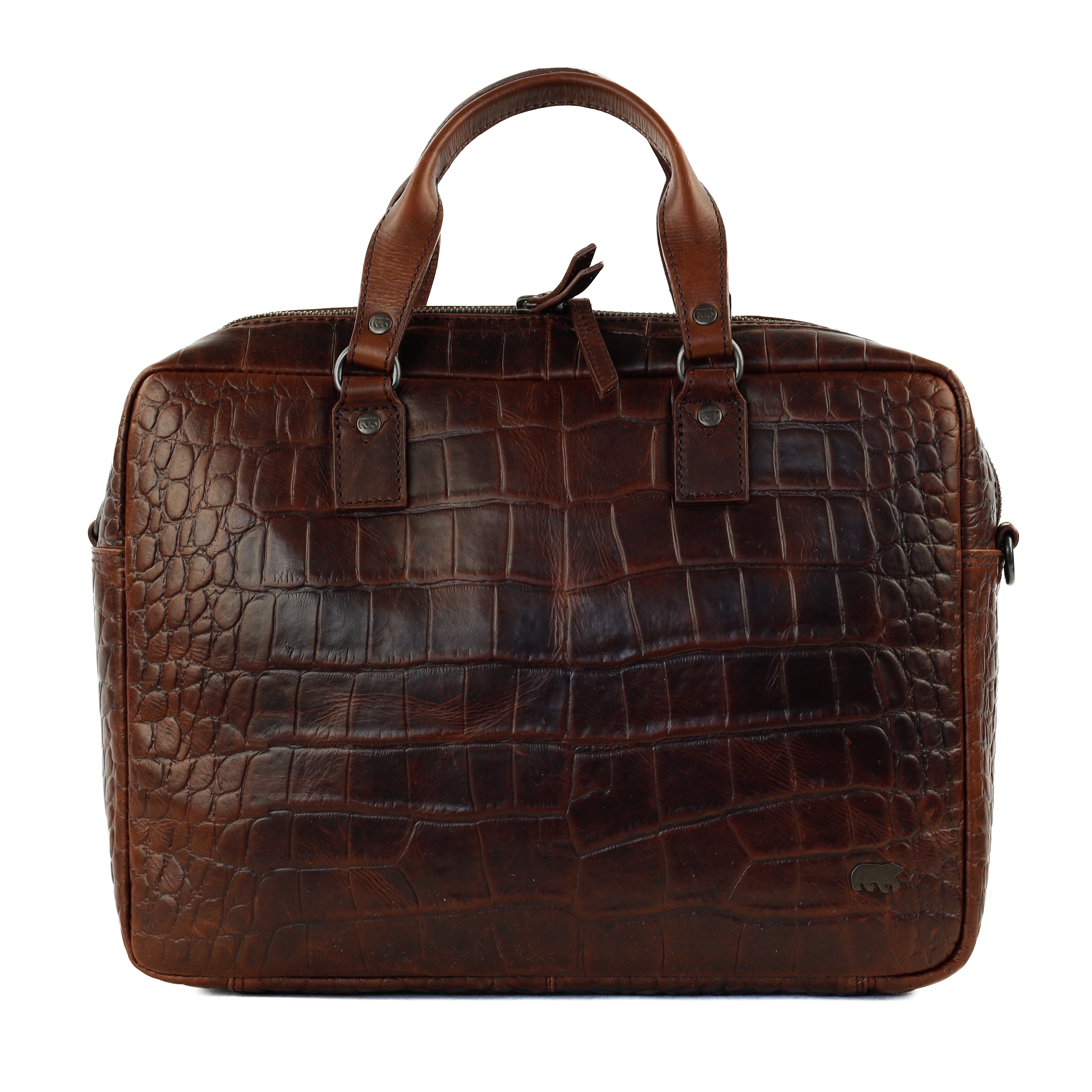 Croco laptoptas 14" 'Lina' donkerbruin