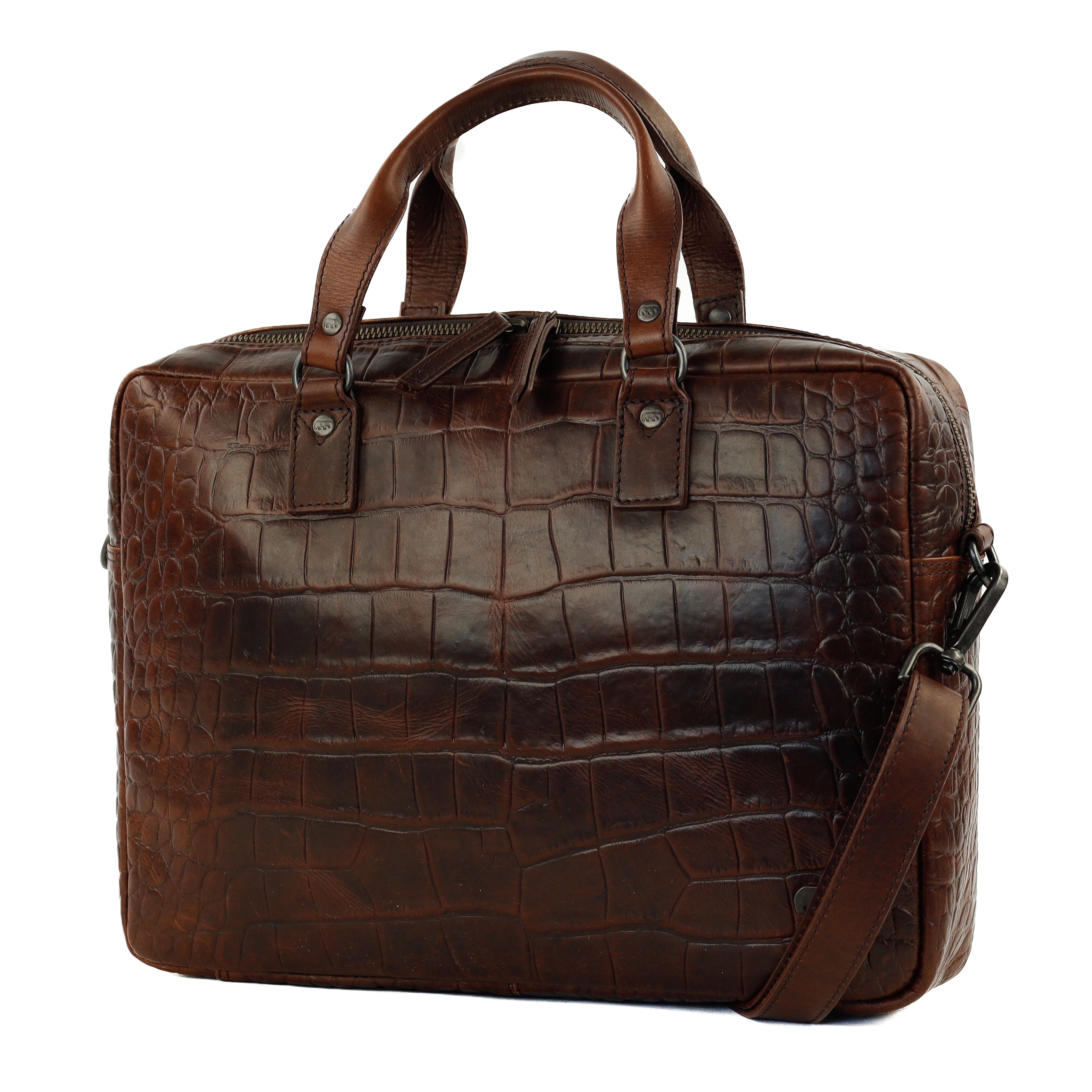 Croco Laptoptasche 14" 'Lina' Dunkelbraun