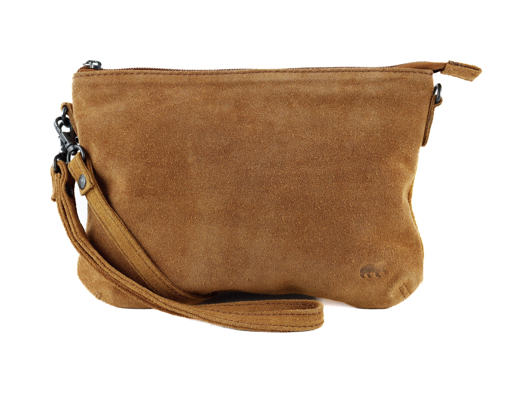 Veloursleder Schultertasche „Julie“ cognac