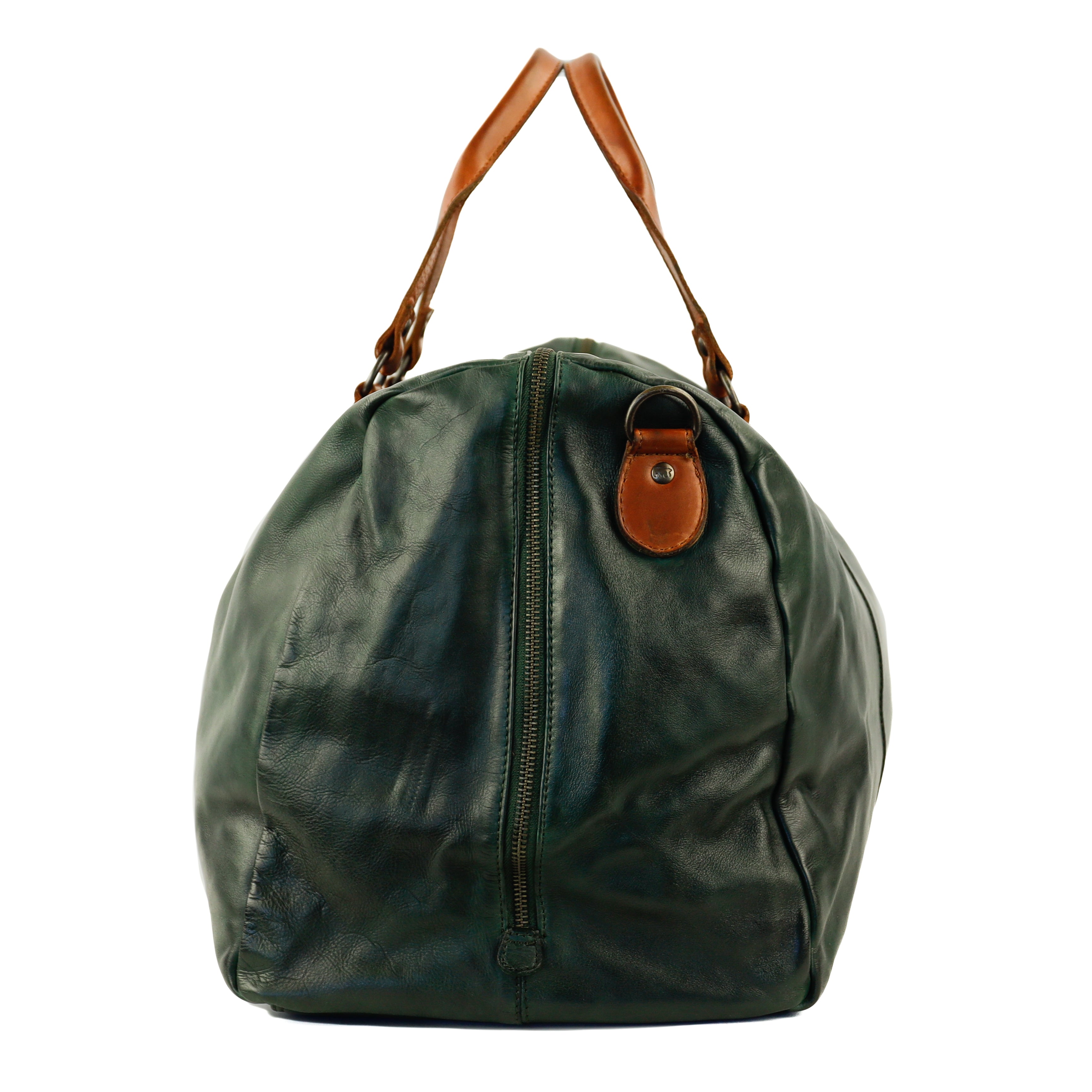 Wochenendtasche 'Lucien' Grün/Cognac