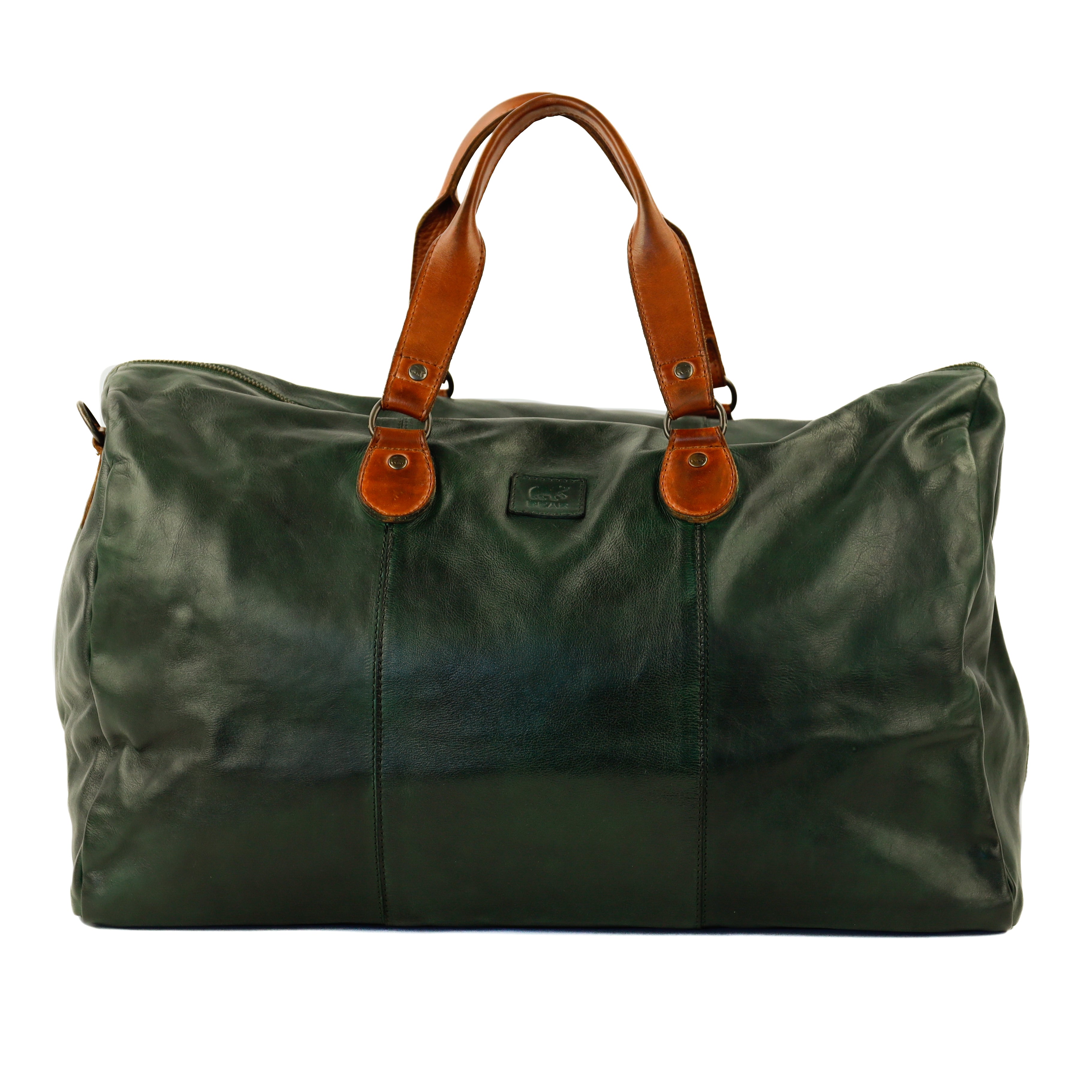 Wochenendtasche 'Lucien' Grün/Cognac