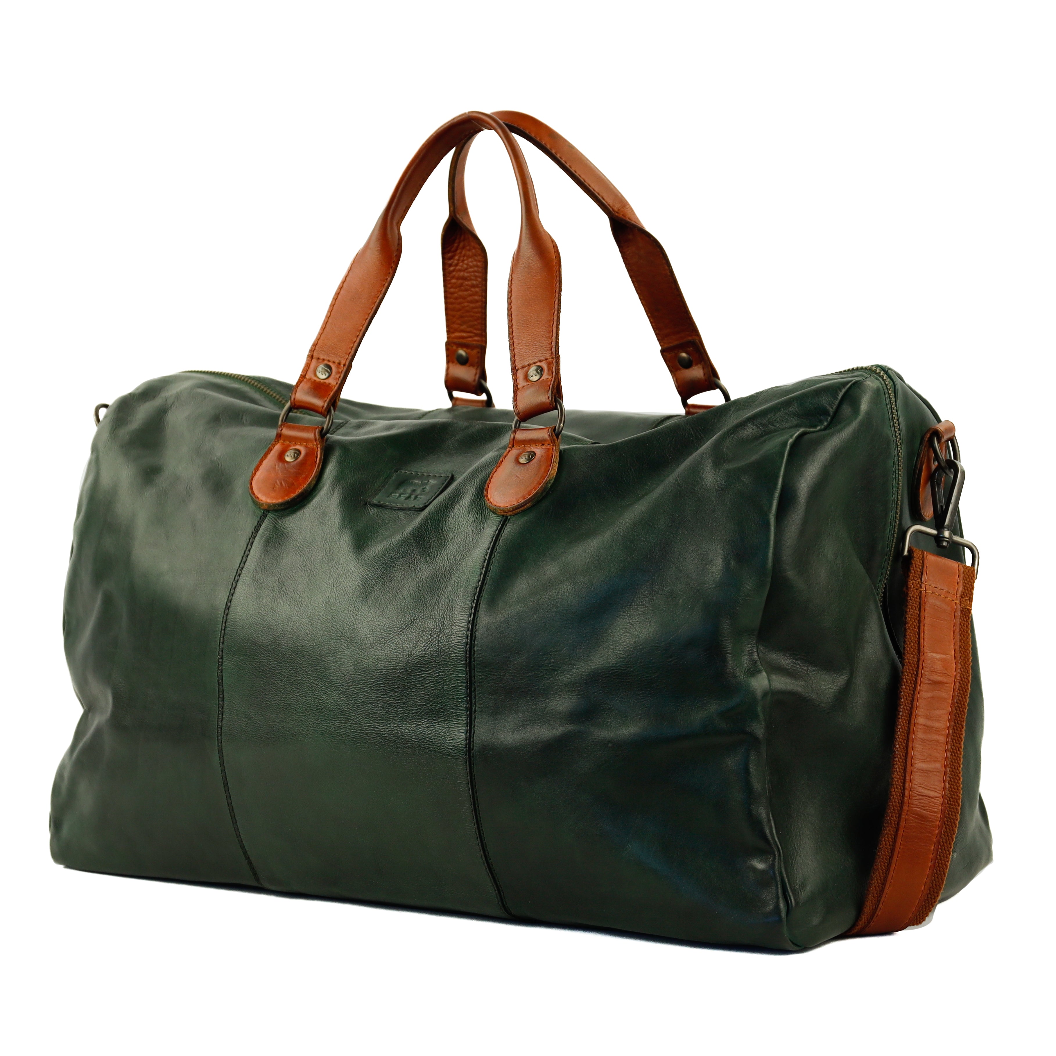 Wochenendtasche 'Lucien' Grün/Cognac