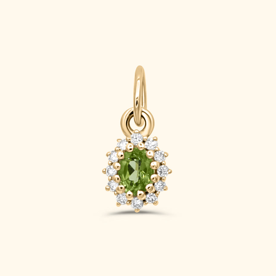 Tiny Lady Diana green tourmaline pendant | 9K