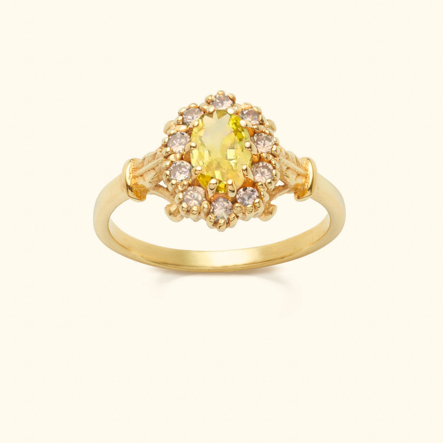 Vintage Yellow Champagne Flower ring