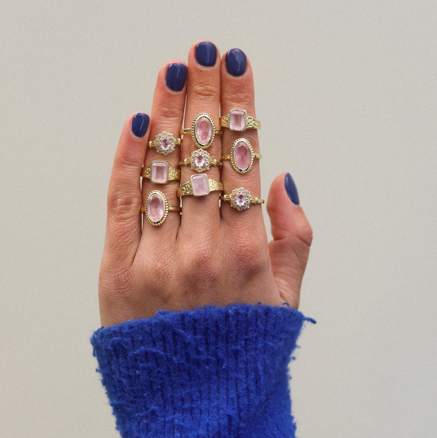 Vintage Luna Rose Quartz Ring