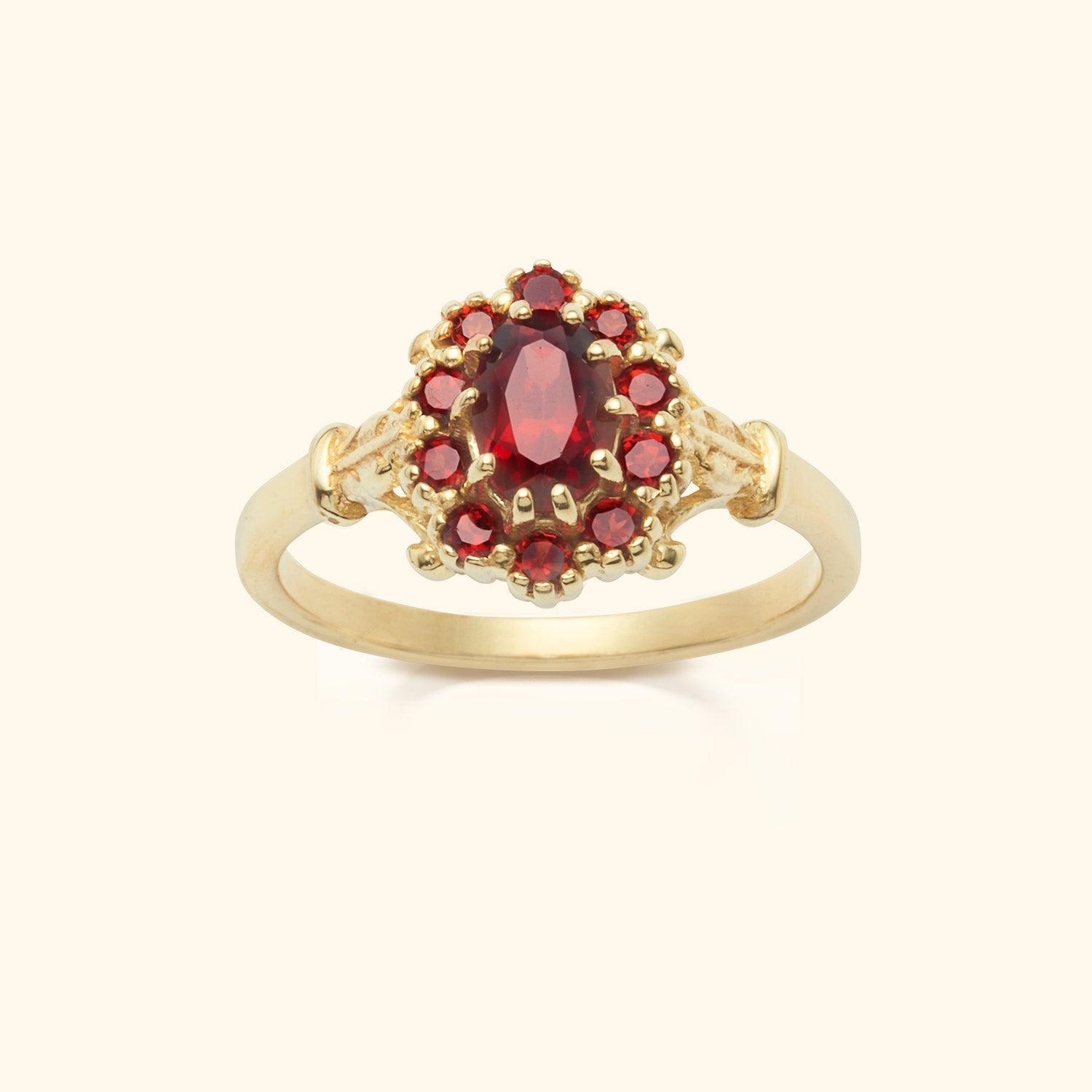 Vintage Garnet  Flower Ring