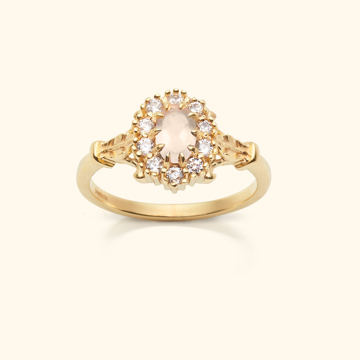 Vintage Rose Quartz Flower Ring