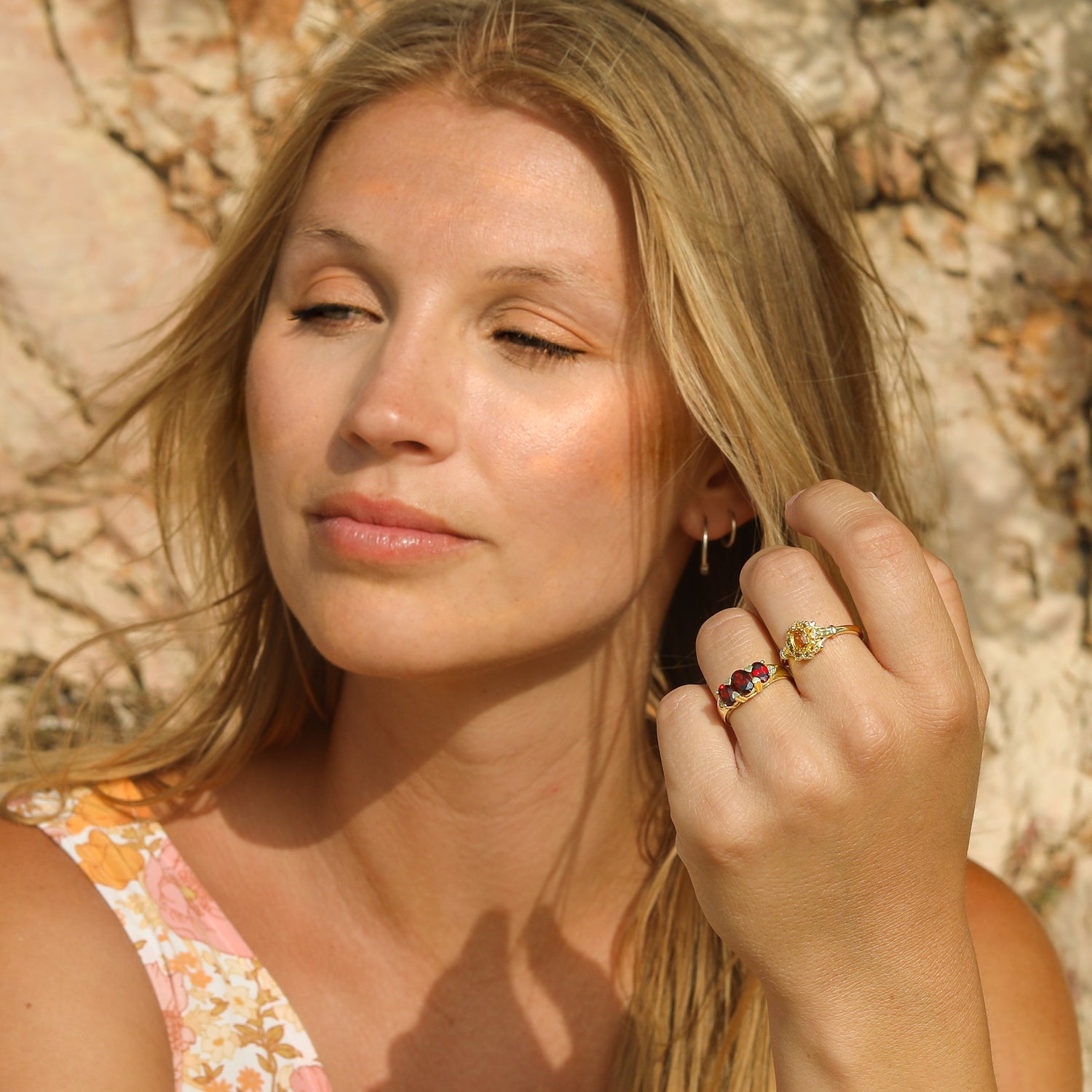 Vintage Citrine Flower Ring