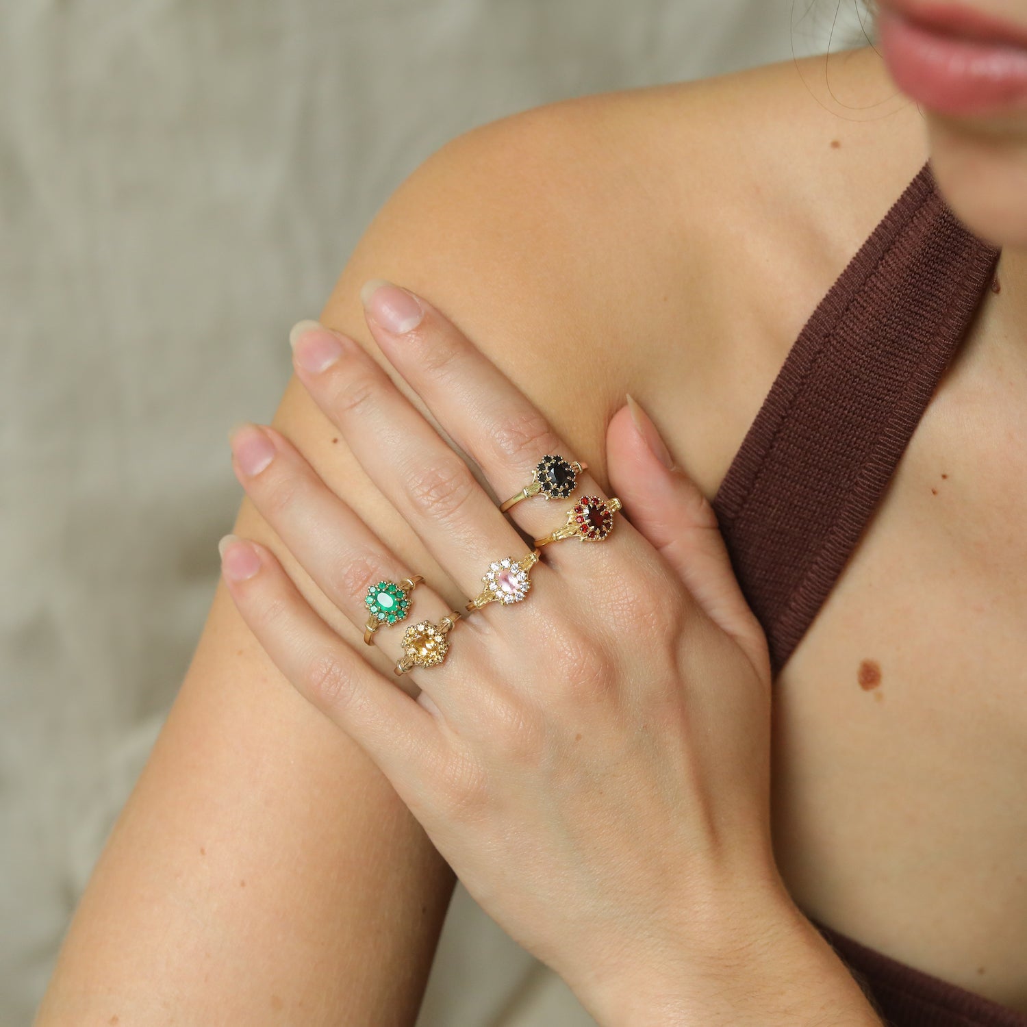 Vintage Rose Quartz Flower Ring