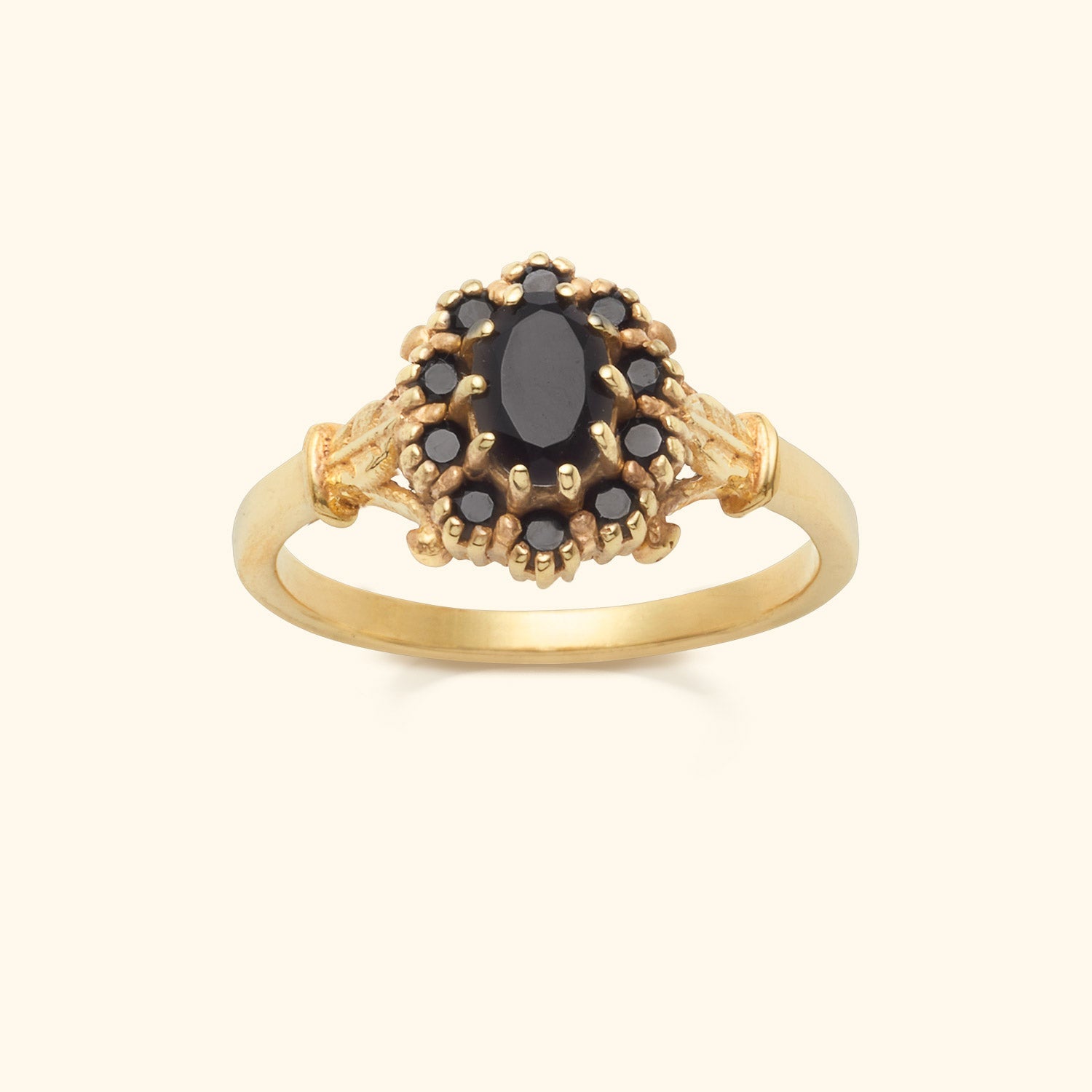 Vintage Onyx Flower Ring